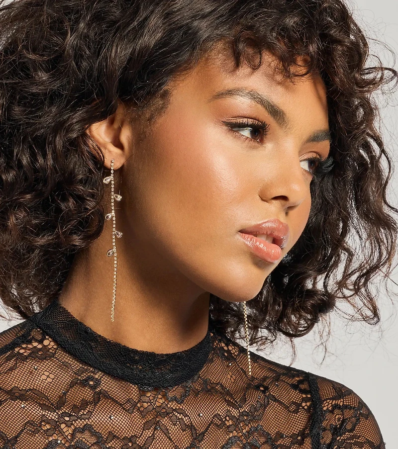 Sparkle Elegance Rhinestone Chain Earrings