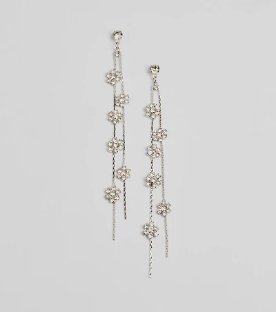 Floral Enchantment Rhinestone Linear Earrings