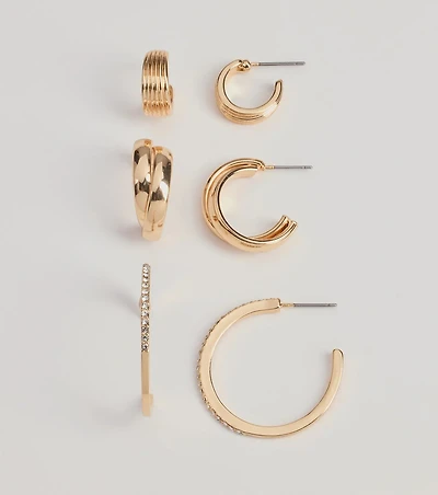 Dazzling Luxe Hoop Earrings Three-Pack