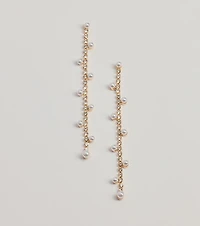 Sparkling Elegance Faux Pearl And Rhinestone Linear Earrings