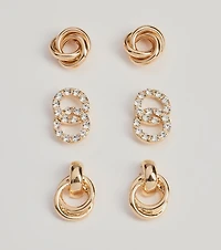 Glam Deets Stud And Drop Earrings Set