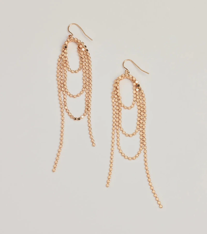 Trendy Statement Beaded Chain Drop Earrings