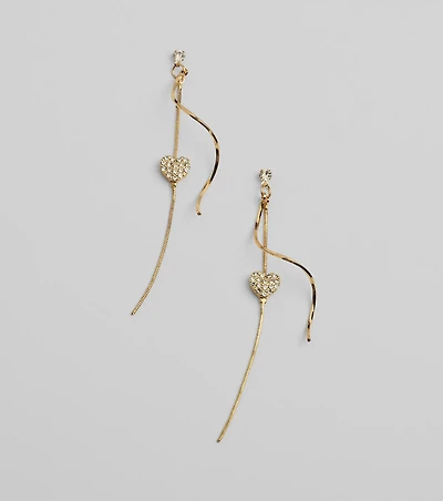 Show Love Heart Rhinestone Twist Earrings