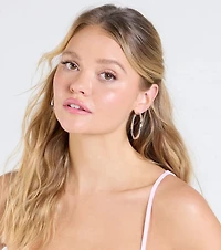 Glam With A Twist Rhinestone Hoop Earrings