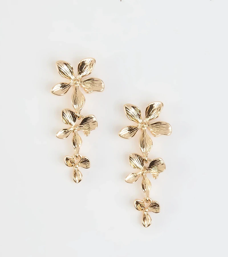 Impressive Nature Flower Linear Earrings