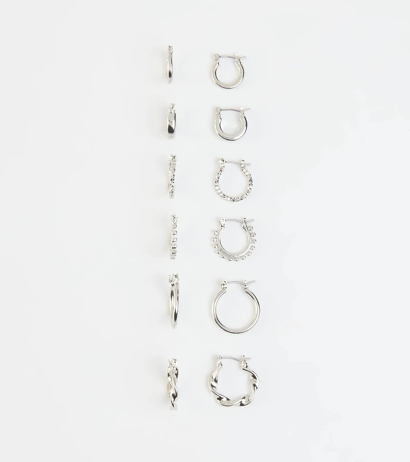 Charming Boldness Six-Pack Mini Hoop Earrings