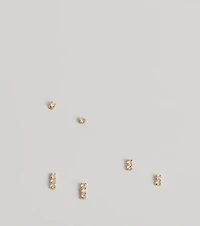 Delicate Glam Three Pack Stud Earrings