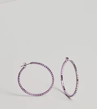 Glam Impression Rhinestone Hoop Earrings
