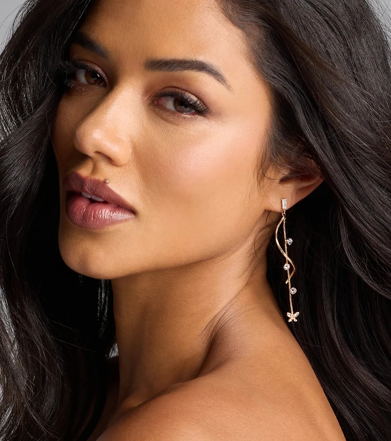 Glistening Heights Butterfly Rhinestone Earrings