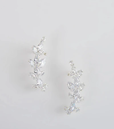 Statement Cubic Zirconia Leaf Ear Crawlers