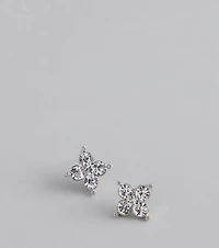 Lucky And Glam Rhinestone Clover Stud Earrings