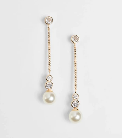 Set In Stone Pearl Rhinestone Earrings