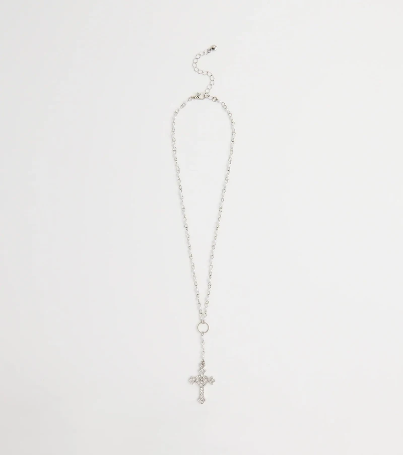 My Path Faux Pearl Cross Necklace