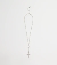 My Path Faux Pearl Cross Necklace