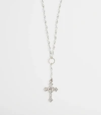 My Path Faux Pearl Cross Necklace