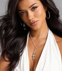 My Path Faux Pearl Cross Necklace
