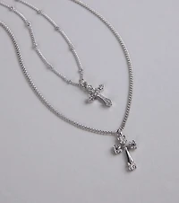 Joyful Glam Layered Cross Charm Necklace