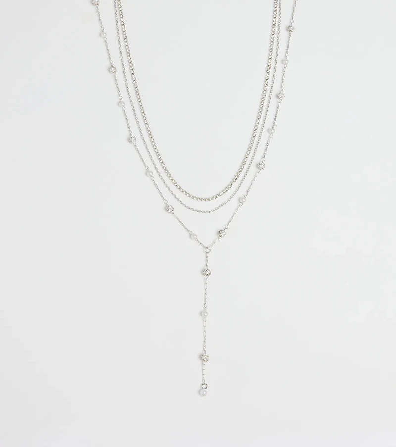 Unforgettable Luxe Rhinestone Pearl Layered Necklace