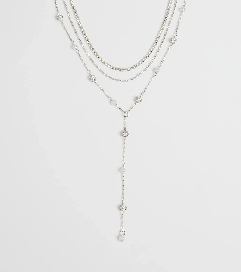 Unforgettable Luxe Rhinestone Pearl Layered Necklace