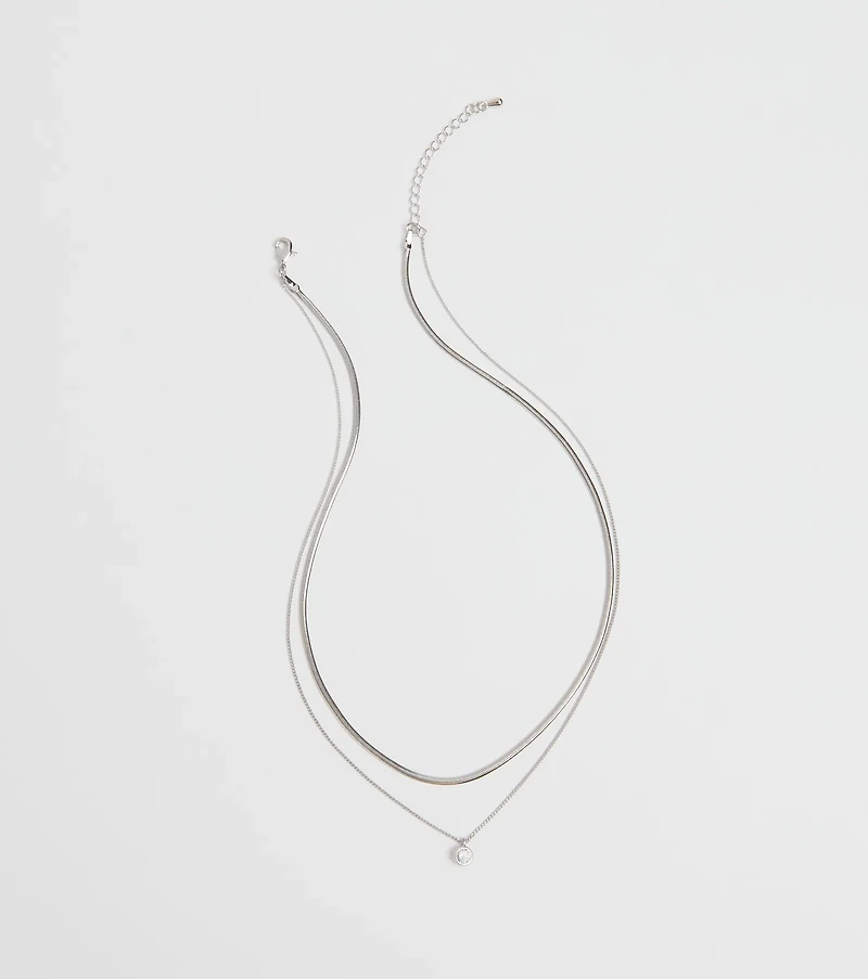 Simple Touch Rhinestone Layered Necklace