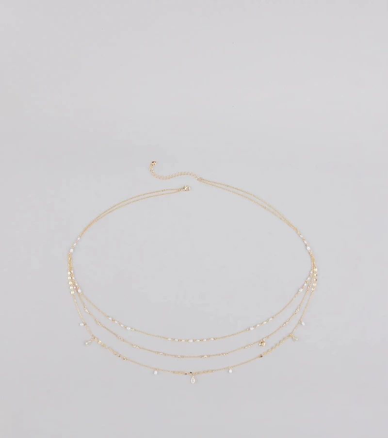 Casual Glamour Faux Pearl Belly Chain