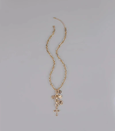Extra Blessed Cross Charm Long Necklace