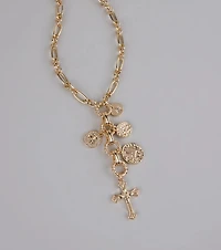 Extra Blessed Cross Charm Long Necklace