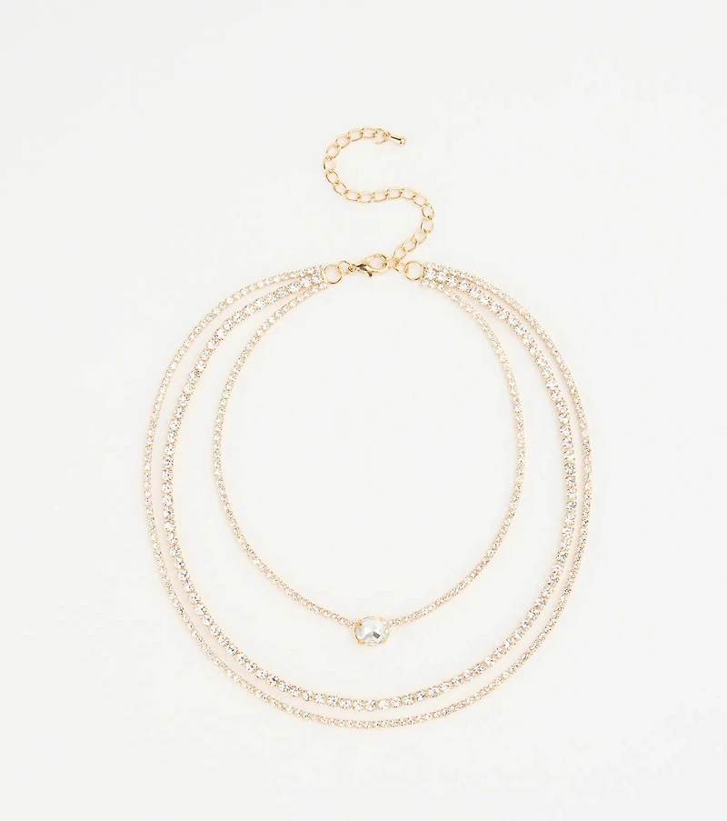 Chic Shine Rhinestone Layered Necklace