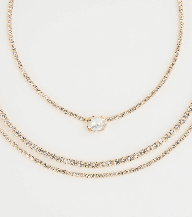 Chic Shine Rhinestone Layered Necklace
