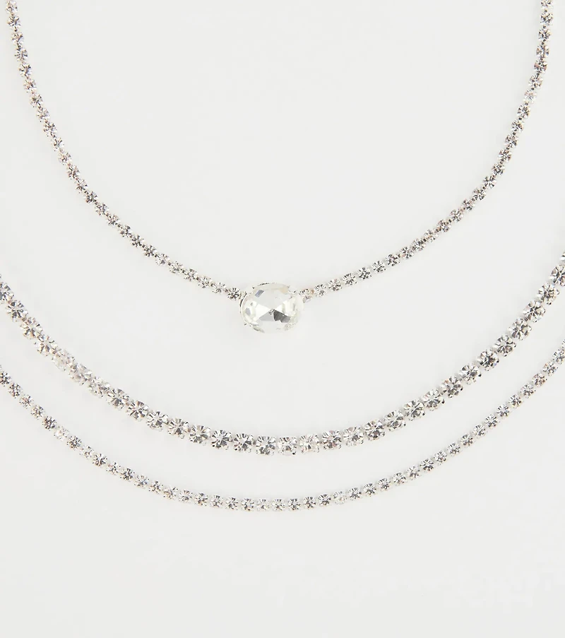Chic Shine Rhinestone Layered Necklace