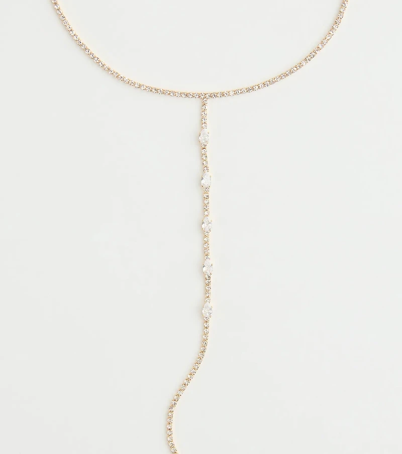Glam Allure Cubic Zirconia Long Lariat Necklace