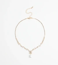 Chic Elegance Rhinestone And Pearl Necklace