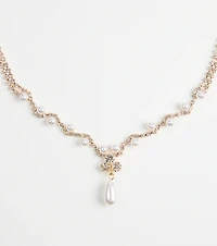 Chic Elegance Rhinestone And Pearl Necklace