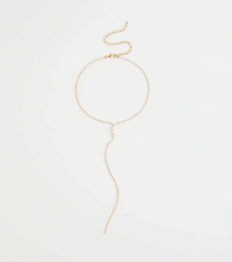 Chic Cubic Zirconia Choker Lariat Necklace