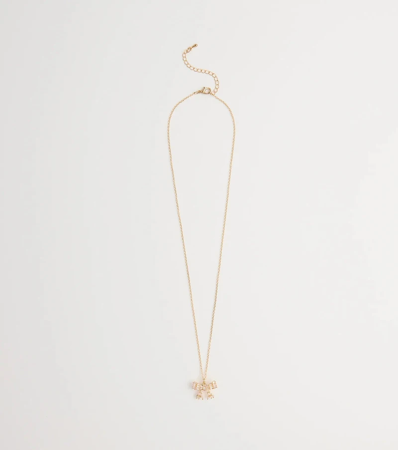 Cutest Glam Cubic Zirconia Bow Necklace
