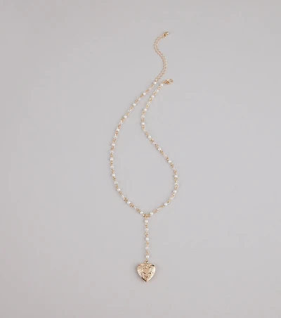 Heart to Heart Pearl Chain Locket Necklace