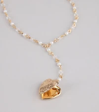 Heart to Heart Pearl Chain Locket Necklace