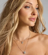 Make An Impression Rhinestone Halo Charm Necklace