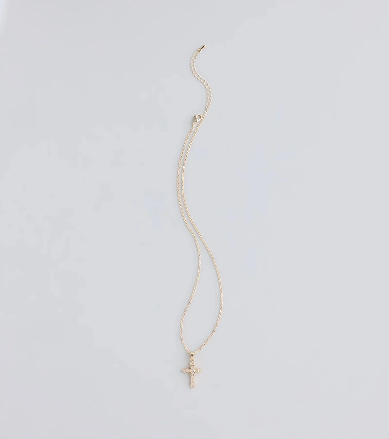 Divine Shine Cubic Zirconia Cross Necklace