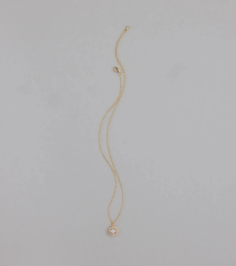 Radiant 14K Plated Cubic Zirconia Charm Necklace