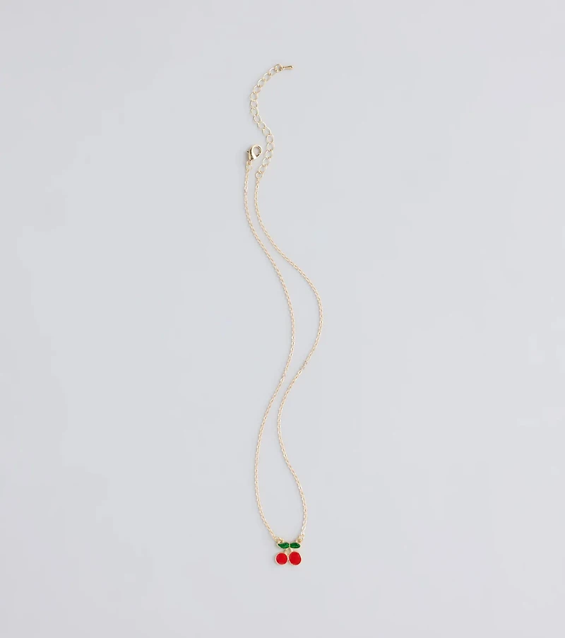 Sweet Summer Cherry Charm Necklace