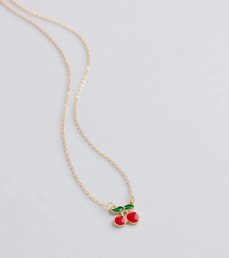 Sweet Summer Cherry Charm Necklace