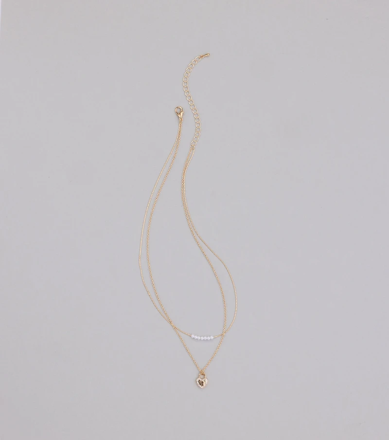 Dainty Heart Lock Charm Layered Necklace