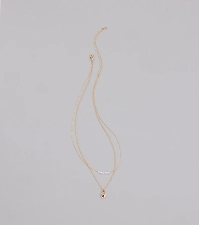 Dainty Heart Lock Charm Layered Necklace