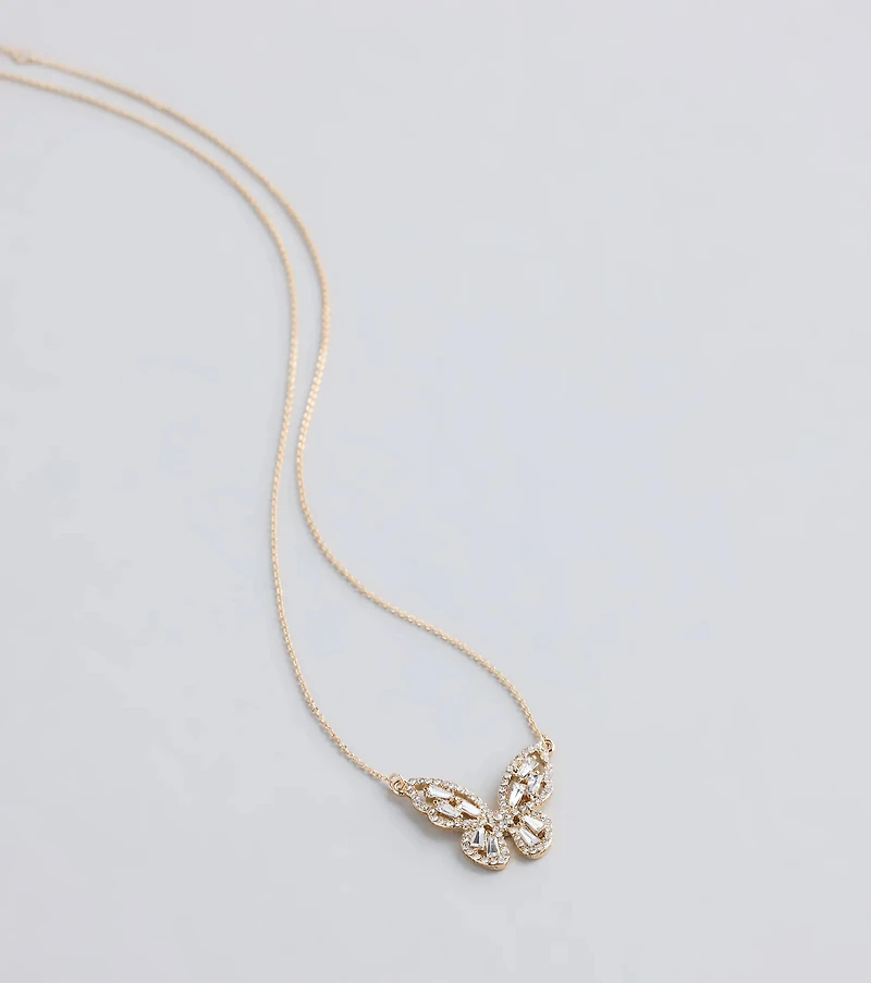 Dainty Beauty Rhinestone Butterfly Necklace