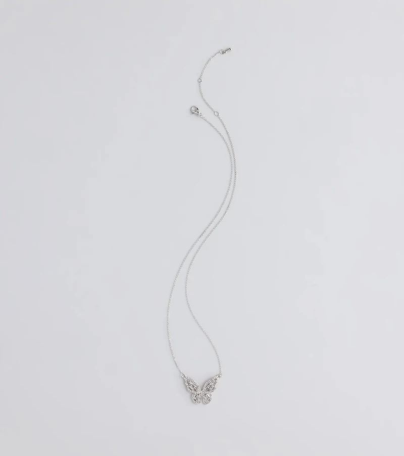 Dainty Beauty Rhinestone Butterfly Necklace