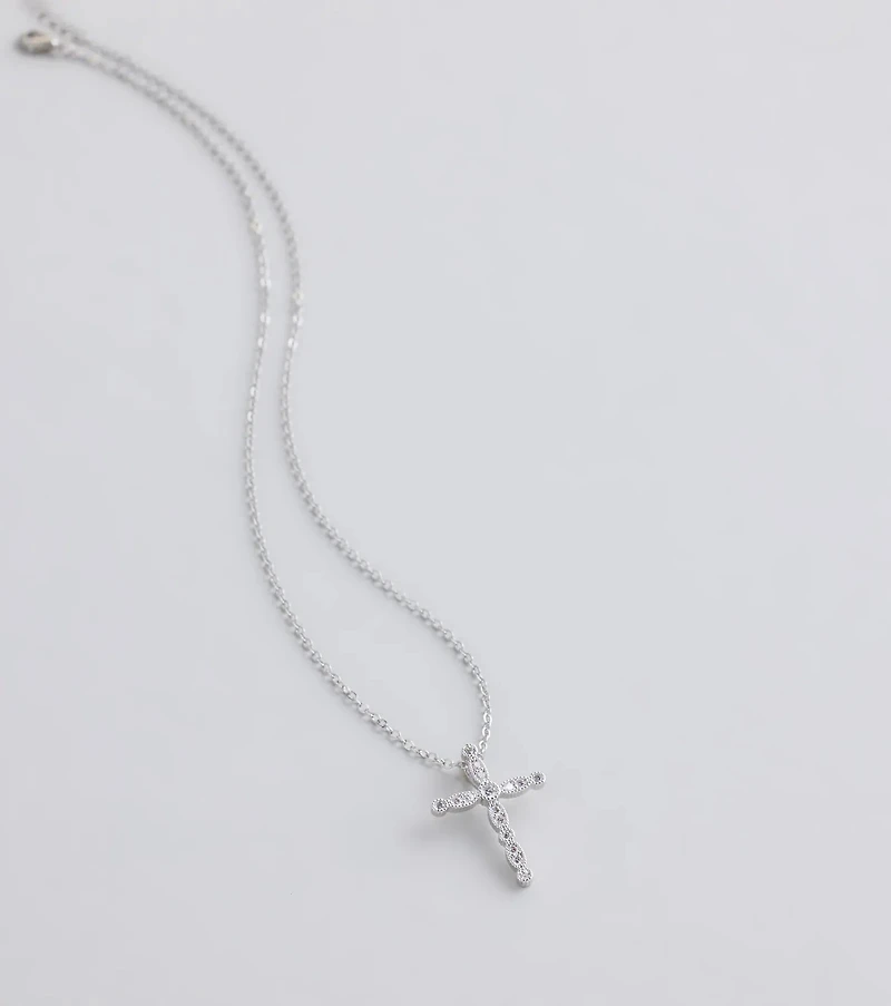 Divine Sparkle Cubic Zirconia Cross Necklace