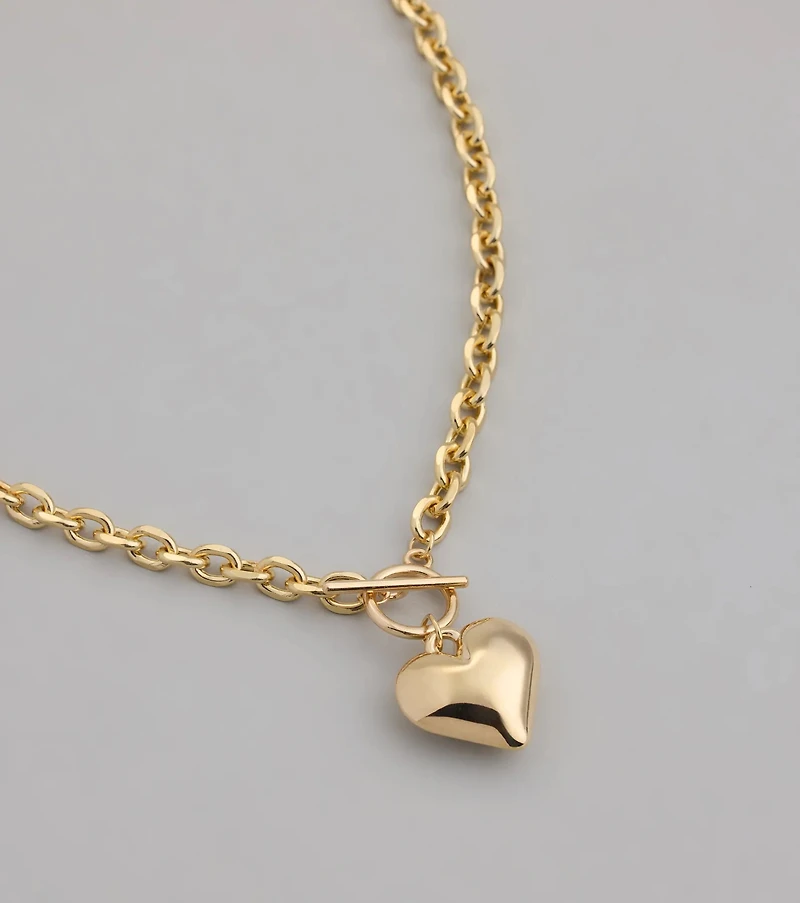 So Adorable Heart Charm Chain Necklace