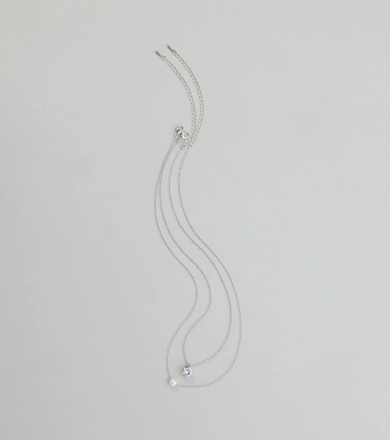 All About Luxe Pearl Cubic Zirconia Charm Necklace