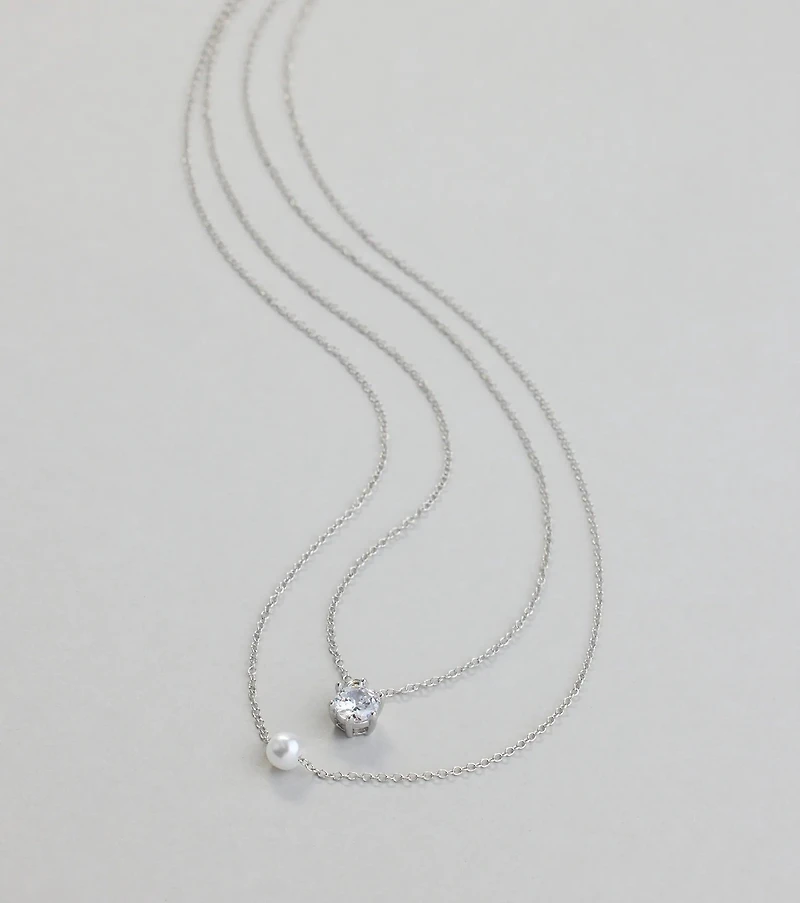 All About Luxe Pearl Cubic Zirconia Charm Necklace